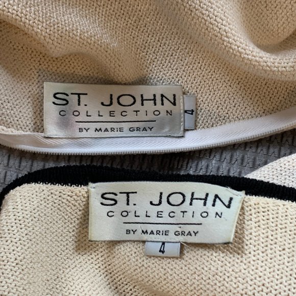 Vintage St. John cream with black trim dress suit, size 4 - Picture 5 of 6